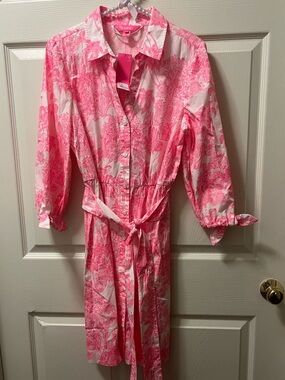Lilly Pulitzer Amrita Palm Beach Anniversary Toile Print Shirt Dress Size 8 NWT
